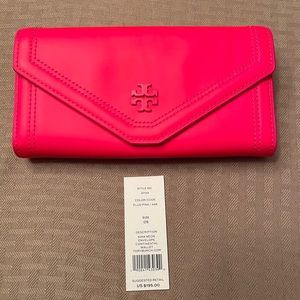 Brand New Tory Burch Neon Pink Kira Wallet